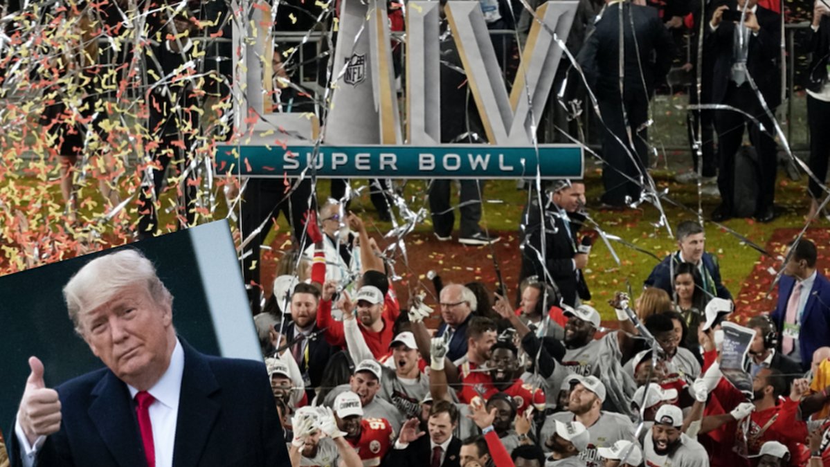 Trump gratulerade fel delstat till Super Bowl-segern. (Alex Brandon & Morry Gash/TT)